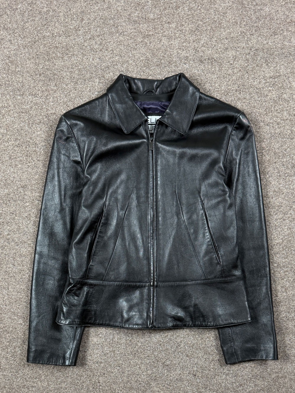 Vintage Pelle Studio Wilsons Black Leather Short Zip Up Jacket Women’s Large 90s